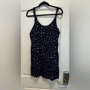 Banana Republic Navy Blue Floral Sundress with Pink Accents